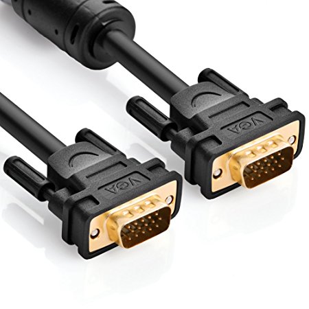 Ugreen VGA/SVGA HD15 Male to Male Video Coaxial Monitor Cable with Ferrite Cores Gold Plated Compatible for Projectors, HDTVs, Displays, 3ft/1m