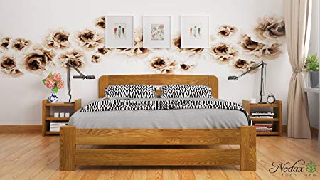New Super King Size Solid Wooden Pine Bedframe "F1" with slats and extra four supportive legs(6ft, oak)