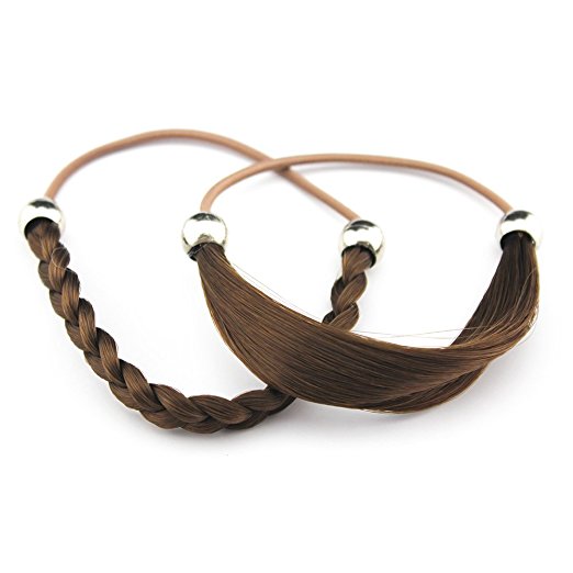 MERRYLIGHT Scrunchie Hairpieces Elastic Braid Hairband Braided Bun Hairpiece 2pcs (Chocolate Brown-8)
