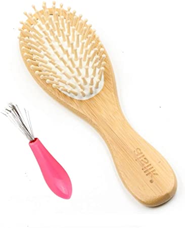 Aisilk 8.7inch Wooden Bamboo Hair Vent Brush Keratin Care and Beauty SPA Massager Massage Comb - Made from Natural Cherry Wood