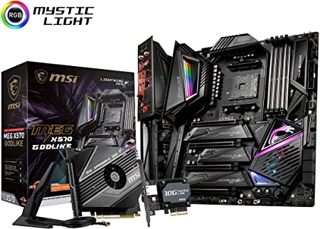 MSI X570 GODLIKE Motherboard E-ATX, AM4, DDR4, KILLER xTend Dual LAN and 802.11AC WIFI, USB 3.1 Gen2, Type-C, M.2 XPANDER-Z Card, RGB Mystic Light, AMD RYZEN 2nd and 3rd Gen