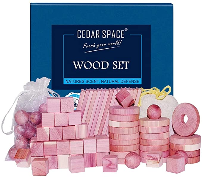 Cedar Space Cedar Blocks for Closet Storage, 100% Nature Aromatic Red Ceder Wood Protection for Wardrobes Closets and Drawers Value Pack of 100 Sets
