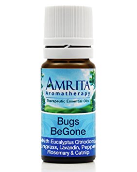 Amrita Aromatherapy: Bugs BeGone Essential Oil Synergy Blend (Natural Insect Repellent) with Essential Oils of Lemongrass, Rosemary, Sweet Lavandin, Eucalyptus Citriodora, Peppermint & Catnip (10 ml)