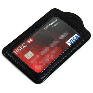 Cosmos ® Black 5 Pcs Faux Leather Business ID Badge Card Holder - Vertical (Top Loading) with Slot & Chain Holes with Cosmos Fastening Strap