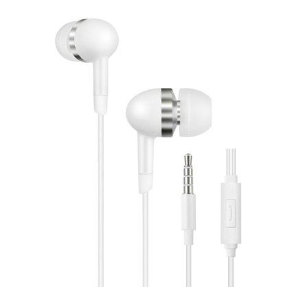 Mugmee Premium Noise Cancelling Earphones Handsfree Stereo Earbuds Earpods with Remote Control and Mic for iPhone iPad iPod Samsung Galaxy Tablets PC