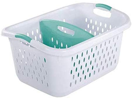 STERILITE 12138004 Laundry Basket, Divided, White, 2.2-Bushel - Quantity 4