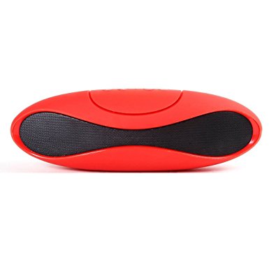 E-Zigo® Portable Bluetooth Rechargeable Speaker, 2015 New Olive Design Bluetooth Wireless Speaker Built-in Microphone - Support Micro SD Card Playing, Outdoor Sports Wireless Speaker for Galaxy S2/S3/S4/S5/S6 Note 2/3/4, iphone 4/4s/5/5c/5s/6/6 Plus, ipad Air 2/3/4, ipad mini 2, Smart phone, Tablet PC,latop Computer, MP3 and MP4 (Red)
