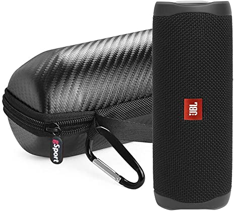 JBL FLIP 5 Portable Speaker IPX7 Waterproof Bundle with gSport Limited Edition Carbon Fiber Case (Black)