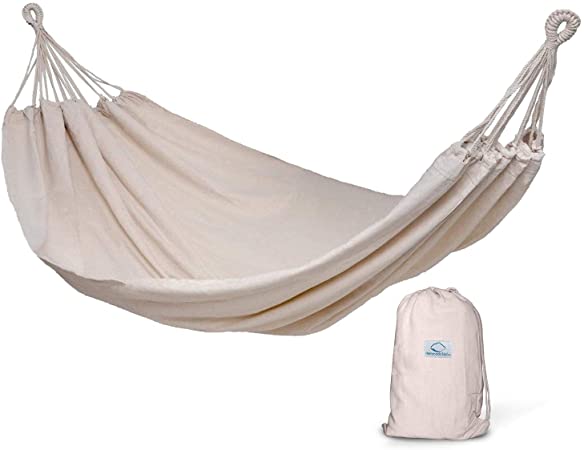 (Natural) - Hammock Sky Brazilian Double Hammock - Two Person Bed for Backyard, Porch, Outdoor and Indoor Use - Soft Woven Cotton Fabric for Supreme Comfort (Natural)