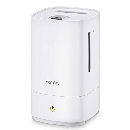 Homasy Cool Mist Humidifiers【Essential Oil Nozzle】, Ultrasonic Humidifier for Home Babies Bedroom【Whisper Quiet】 3 Mist Levels & Sleep Mode Auto Shut-off, 30Hs Working Time, 4.5L/1.2 Gallon (Easy to Clean & Refill)