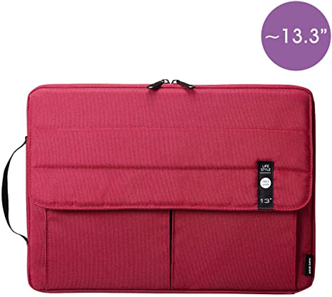 SANWA (Japan Brand) Laptop Computer Sleeve Case, Sleeve Bag Compatible with 13 inch MacBook Pro, MacBook Air, Pad,HP, Dell, Notebook Computer, Water Resistance Case Cover with Pocket, Red