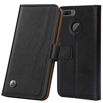 ykooe Leather phone Case for Honor 9 Lite Cover Flip Case Wallet – Black