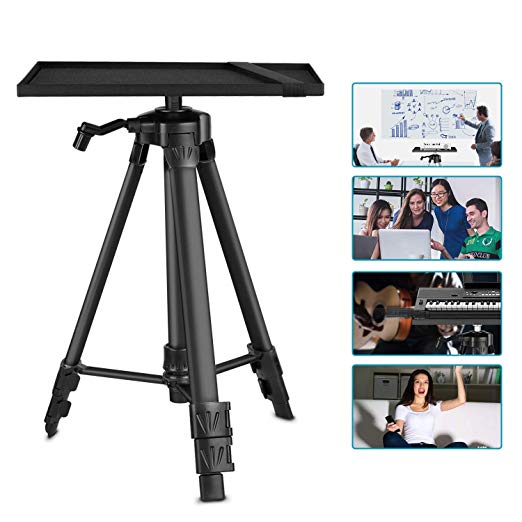 Neewer Aluminum Tripod Projector Stand, Adjustable Laptop Stand, Computer Stand with Plate and Carry Bag, Adjustable Height 18-47.6inches for Projectors/Laptops/Photography/DJ Equipment (Black)