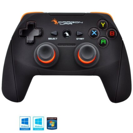 Dragonwar Shock Ultimate 17 Key Wireless Computer Game Controller Gamepad with Full Vibration For PC, Compatible with Windows 10