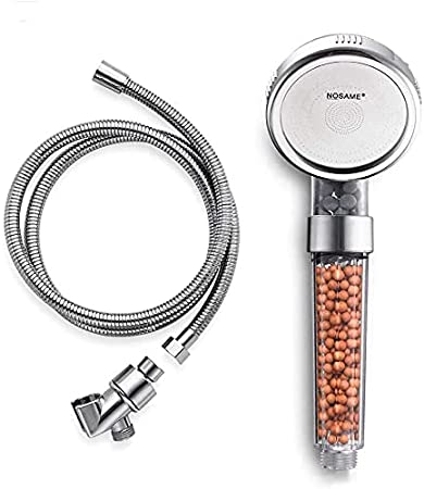 Nosame Shower Head with Hose and Bracket, Filter Filtration High Pressure Water Saving 3 Mode Function Spray Handheld Showerheads for Dry Skin & Hair