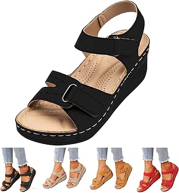 Orthopedic Sandals for Women Dressy Summer Comfortable Walking Sandals with Arch Support Platform Sandals Wedge Slides Shoes