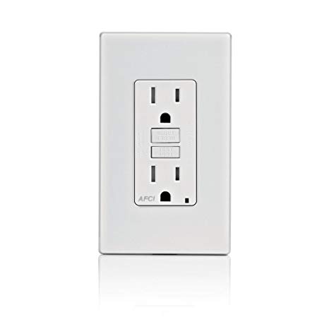 Leviton AFTR1-W SmartlockPro Outlet Branch Circuit Arc-Fault Circuit Interrupter  Receptacle, 15-Amp, 120-volt, White