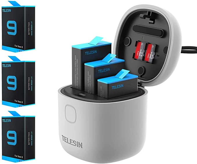 TELESIN AllinBox Charger & SD Card Reader Kit - Triple Charger for GoPro Hero 10 Black Hero 9 Black(Allinbox Charger 3pcs Batteries)
