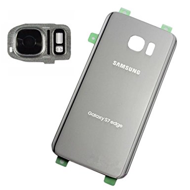 For Samsung Galaxy S7 edge G935 Glass Battery Cover Rear Back Door Housing With Adhesive   Camera Cover Lens (Silver)