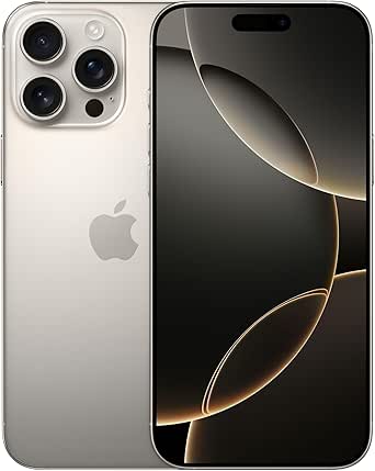 Apple iPhone 16 Pro Max 1 TB: 5G Handy mit Kamerasteuerung, 4K 120 Dolby Vision und einem großen Sprung bei der Batterielaufzeit. Funktioniert mit AirPods, Titan Natur