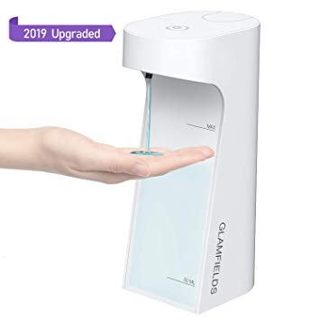 GLAMFIELDS Soap Dispenser Upgraded 13.5oz/400ml Touchless Automatic Soap Dispenser Hands-Free Liquid Dish Soap Dispenser, IPX4 Waterproof for Kitchen Bathroom (White)