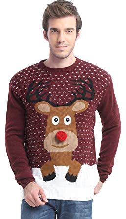 Daisysboutique Men's Holiday Reindeer Snowman Santa Snowflakes Sweater
