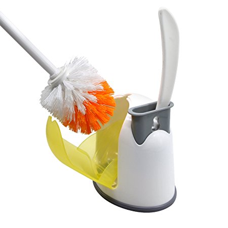 Rommeka Hideaway Compact Toilet Bowl Brush and Small Sink with Holder Brush Set for Bathroom Cleaning (White)