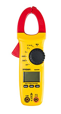 Sperry Instruments DSA500A Digital Snap-Around Clamp Meter, 5 Function, 9 Range, 400-600V AC/DC, with Case, Measures Outlet & Panel Voltage