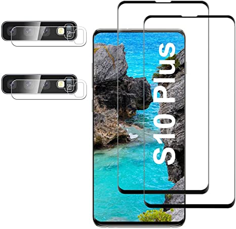 [2 2 Pack] Glass Screen Protector for Samsung Galaxy S10 Plus, 9H Tempered Glass，Ultrasonic Fingerprint Compatible,3D Curved, HD Clear, Case Friendly Bubble-Free for Galaxy S10 Plus Screen Protector