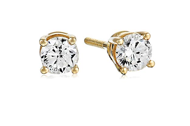 Certified 14k White Gold Diamond with Screw Back and Post Stud Earrings (J-K Color, I1-I2 Clarity)