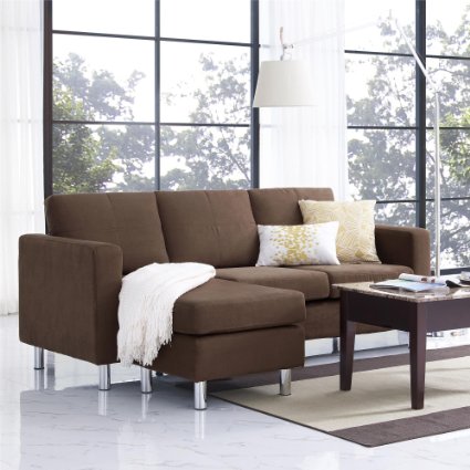 Dorel Living Small Spaces Configurable Sectional Sofa, Brown