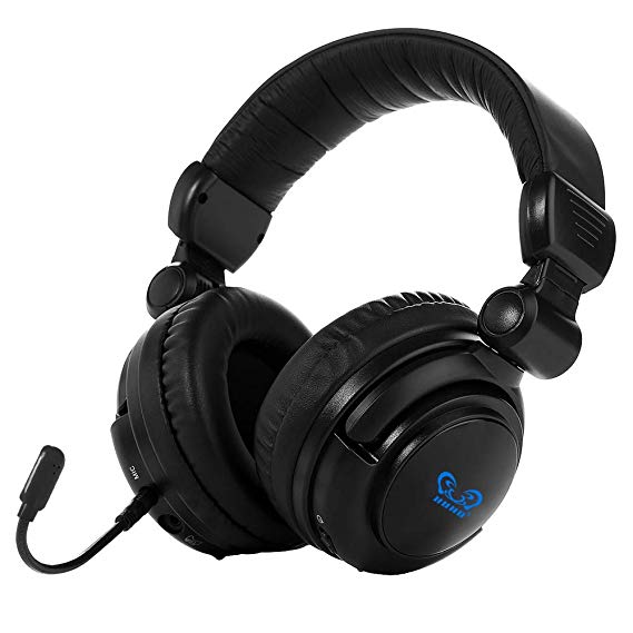 HUHD 2.4Ghz Optical Wireless Gaming Headset Stereo Sound for PS4, PS3, Xbox 360 and PC Detachable Microphone Noise Cancelling