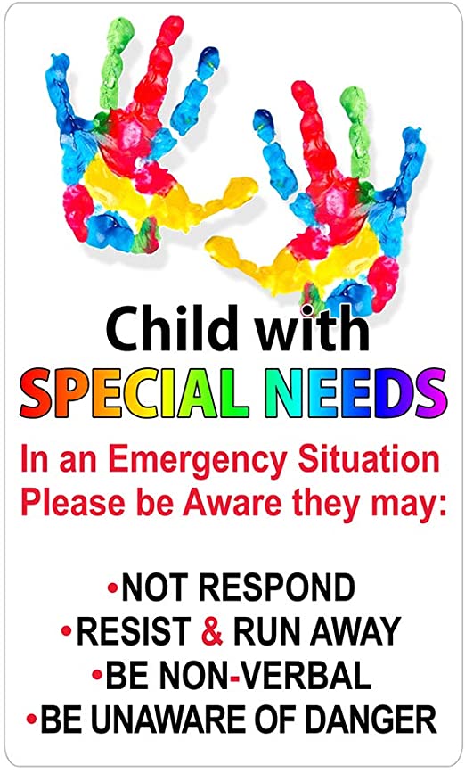 Special Needs Sticker Car Safety Decal for Child in Vehicle Car Truck Van SUV Custom Die Cut