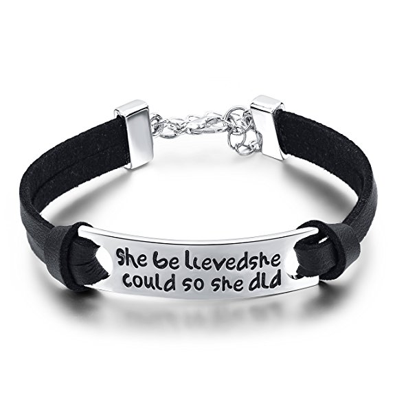She Believed She Could So She Did Leather Bracelet For Women Inspirational Bracelet By Choker