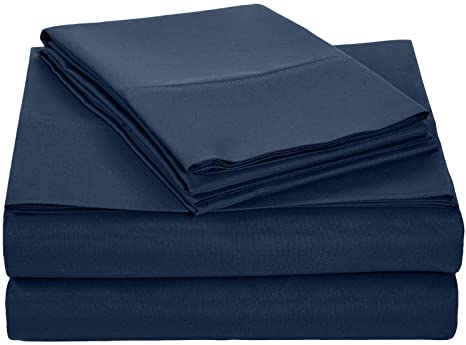 Alurri Bed Sheet Set (Full, Navy Blue) - 4 Piece Bedding Set - Fitted Sheet, Flat Sheet, 2 Pillowcases - Hypoallergenic Hotel Luxury Quality Microfiber - Wrinkle, Fade and Stain Resistant