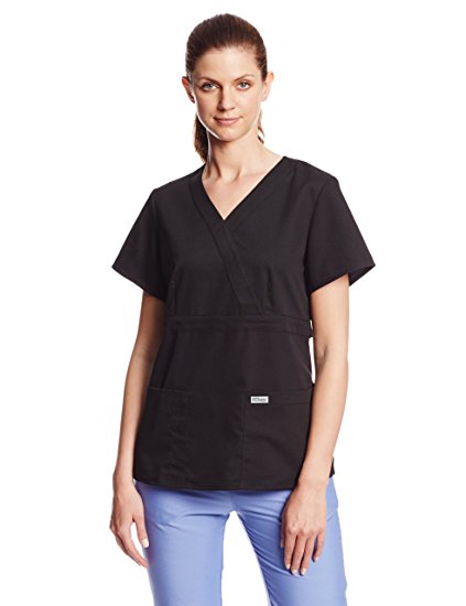 Grey's Anatomy  Women's Junior-Fit Three-Pocket Mock-Wrap Scrub Top