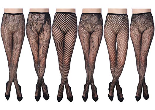 Frenchic Women's Seamless Stocking Fishnet Tights Pantyhose Extended Sizes (Pack of 5/6)