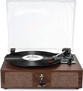 Vinyl Record Player Wireless Turntable with Built-in Speakers and USB Belt-Driven Vintage Phonograph Record Player 3 Speed for Entertainment and Home Decoration Coffee