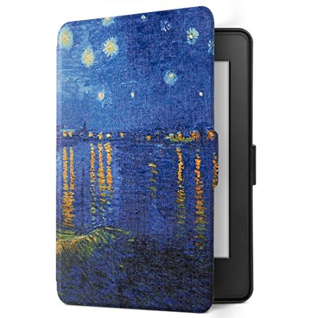 Ayotu Colorful Case for Kindle Paperwhite E-reader Auto Wake/Sleep Smart Protective Cover Case,Fits All 2012, 2013, 2015 and 2016 Versions Kindle Paperwhite 300 PPI,K5-08 The Starry Night Rhone