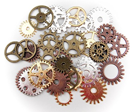 ALL in ONE 30pcs Steampunk Gear Wheel Charms Cog Connectors Pendants Jewelry Finding DIY Craft (MIX)