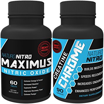 Nitric Oxide Boost Pack - Naturo Nitro Maximus Nitric Oxide Tablets PLUS Cretine Chrome with Magnapower™ Combo Set