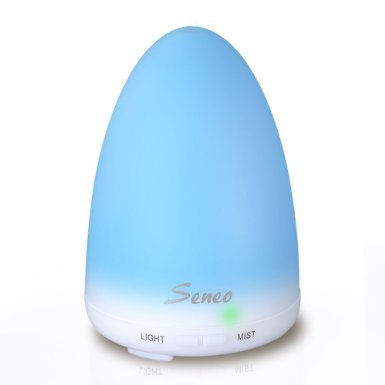 Seneo 100 ml Mini Essential Oil Diffusers Ultrasonic Aromatherapy Cool Mist Humidifiers with Auto Shut- Off  7 Color Changing LED Lamps Mist Mode Adjustment for Home and Office