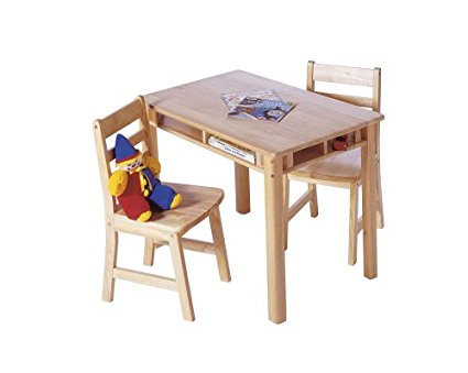 Lipper International 534 Child's Rectangular Table and 2-Chair Set, Natural