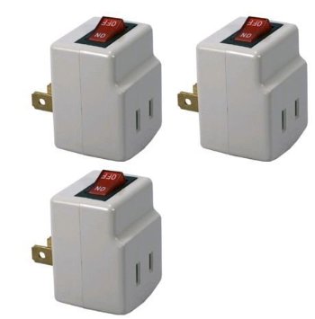 Single Port Power Adapter for outlet with On/Off Switch to be energy saving - 3 Pack
