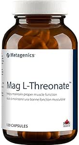 Metagenics - Mag L-Threonate - Magnesium L-threonate Capsuels for Muscle Support - 120 Capsules