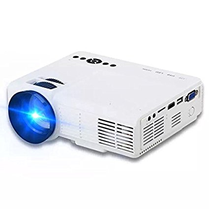 Projector, (Warranty included) JIFAR 2017 Update HD Multimedia Video Projector Huge Screen Portable LED Projector Support up to HD 1080P Video HDMI VGA AV TF USB Input-White
