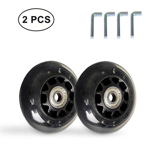 B.LeekS Rollerblade Skate Wheel Replacements, Kick Scooter Replacement Wheels with Bearings, One Set of (2) Wheels, Multiple Sizes & Colors with LED Illuminating Lights