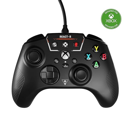 Turtle Beach REACT-R Controller Wired Game Controller – Licensed for Xbox Series X & Xbox Series S, Xbox One & Windows – Audio Controls, Mappable Buttons, Textured Grips - Black