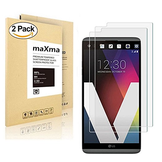 [2-Pack] LG V20 Tempered Glass Screen Protector, maXma Anti-Scratch, Anti-Fingerprint, Bubble Free, Lifetime Replacement Warranty