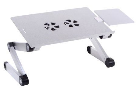 Accuon Adjustable Vented Laptop Table Computer Desk, Light Aluminium Alloy up to 17" (0186-B)